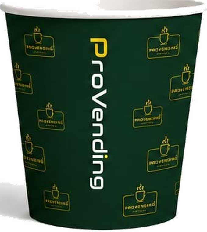 Copo de papel Provending Portugal, verde com o logótipo em amarelo